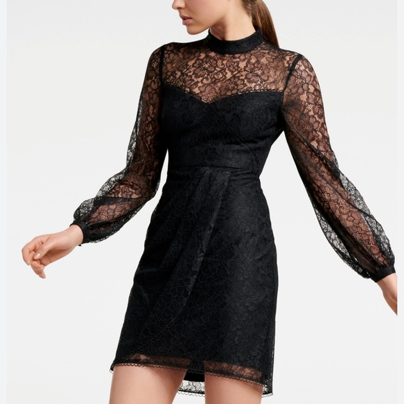 Ever New Black Axel Mini Lace Dress Size 2 - Picture 1 of 10